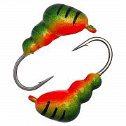 Фото муравей с ушком d 3,0 мм, вес 0,35 гр, зеленый- красный с полосками /10 шт/